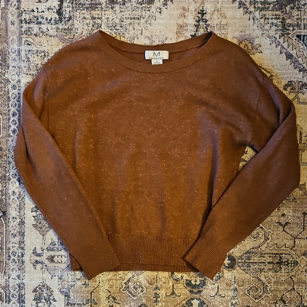 Magaschoni Brown/Pink Crew Neck Sweater